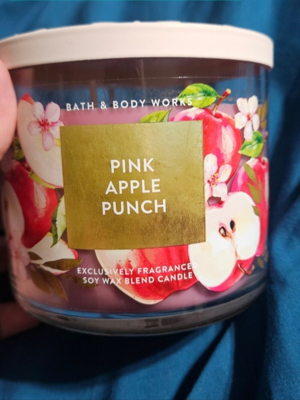 Bath & Body Works Pink Apple Punch Candle — Pink, Red, Green Accents